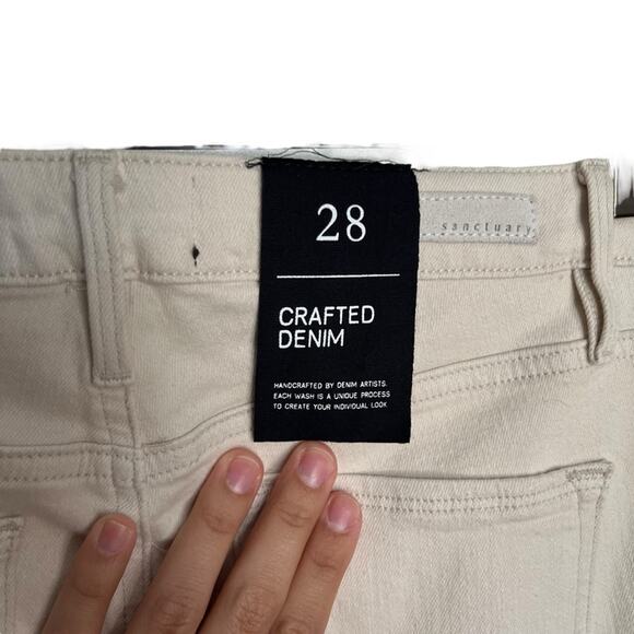 Sanctuary Connector Kick Flared Crop Jeans Salt Cream Ecru Bootcut Pants Size 28 - Picture 9 of 11